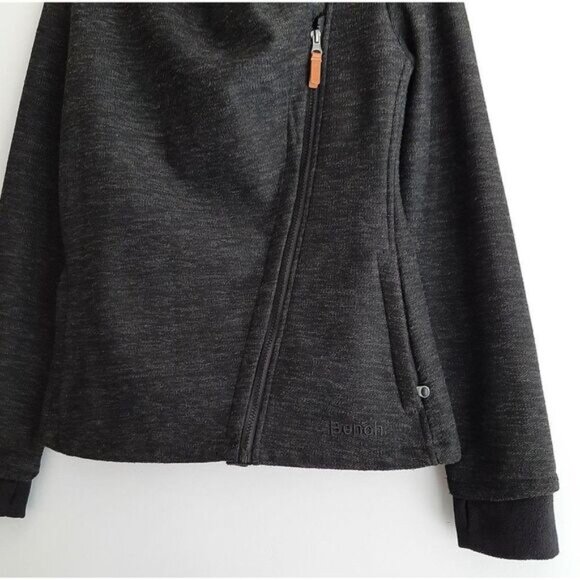BENCH Moto Biker Full Zip Jacket Woven Fabric Fleece Lined Grey Sz M Flawed - Picture 6 of 16